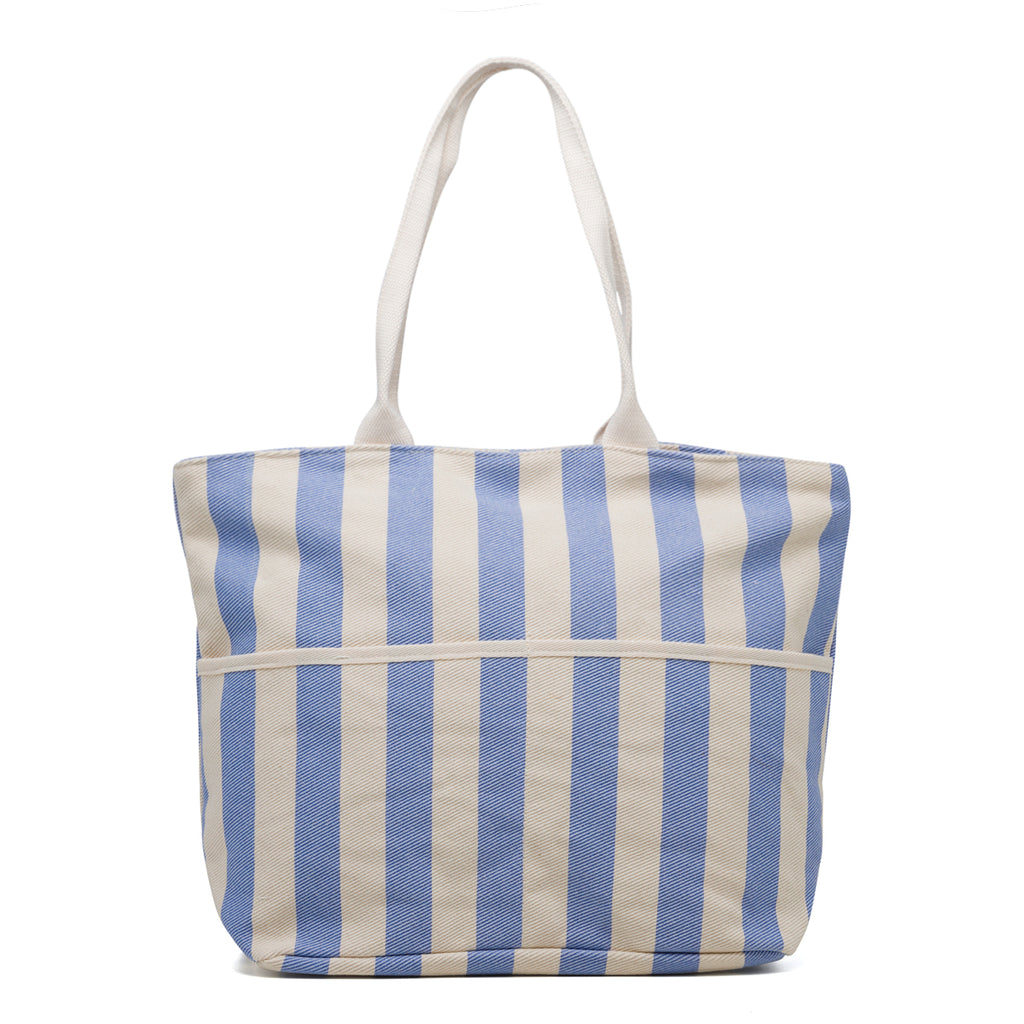 Borsa da mare in cotone a righe bianche e azzurre Lora Ferres