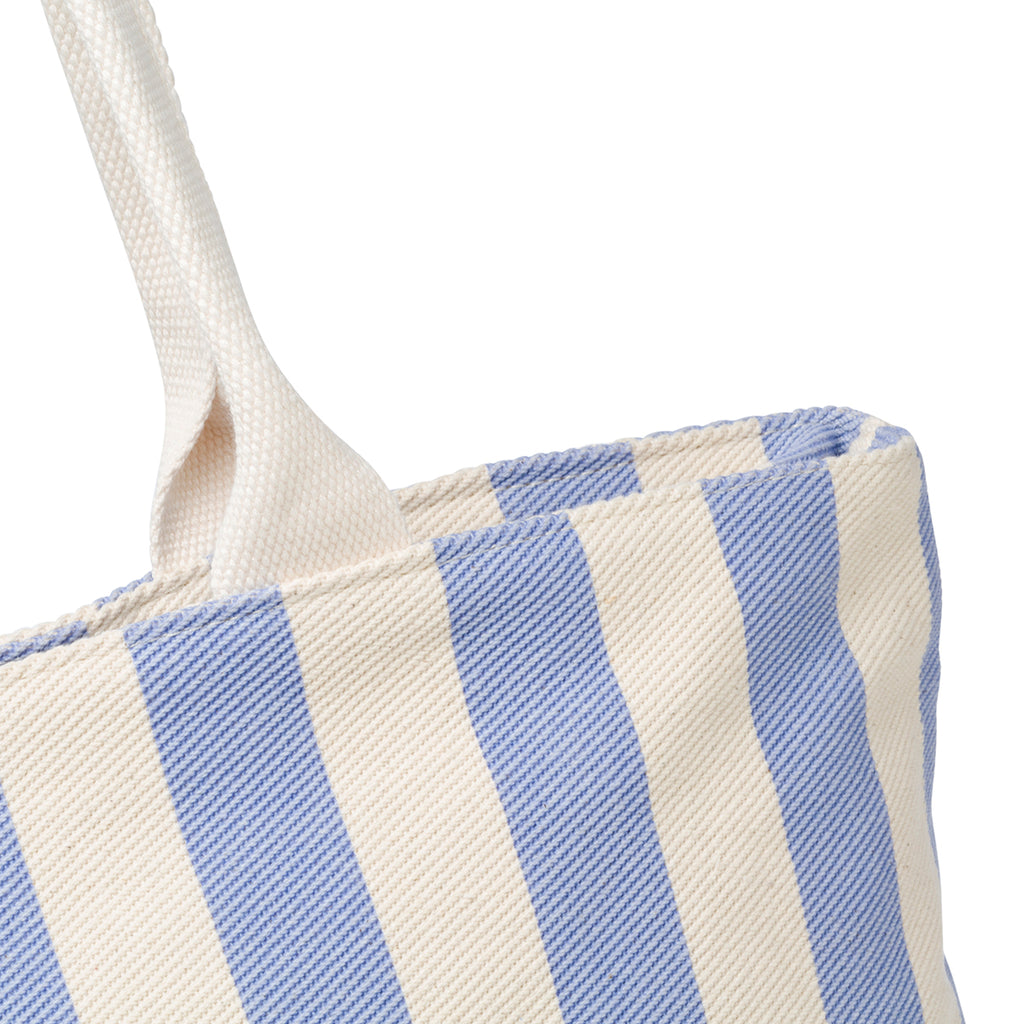 Borsa da mare in cotone a righe bianche e azzurre Lora Ferres