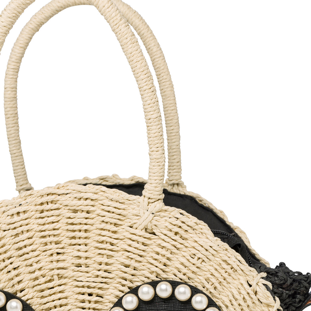 Borsa da mare beige effetto paglia Romeo Gigli Tondino