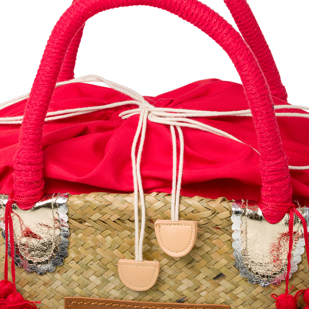 Borsa da mare effetto paglia con patch logo Romeo Gigli Zenit