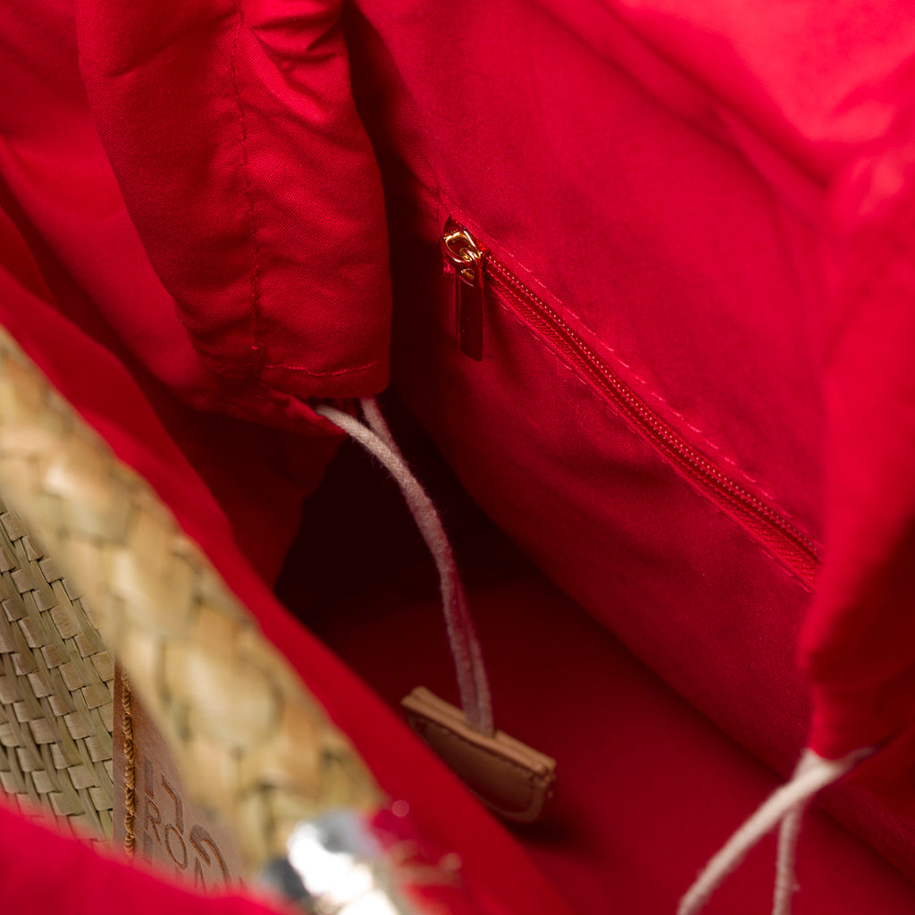 Borsa da mare effetto paglia con patch logo Romeo Gigli Zenit