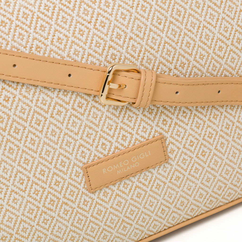 Borsa da mare bianca e beige Romeo Gigli Aisar