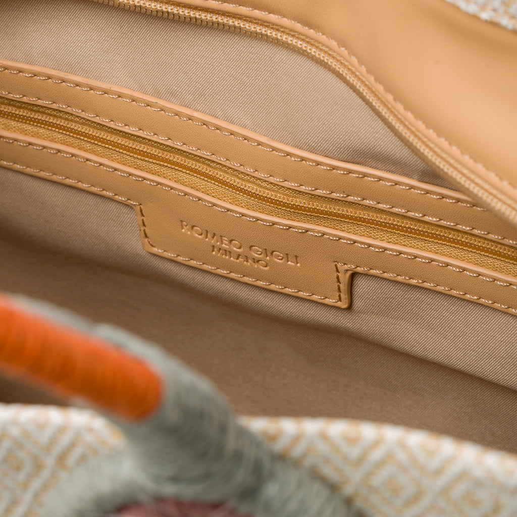 Borsa da mare bianca e beige Romeo Gigli Aisar