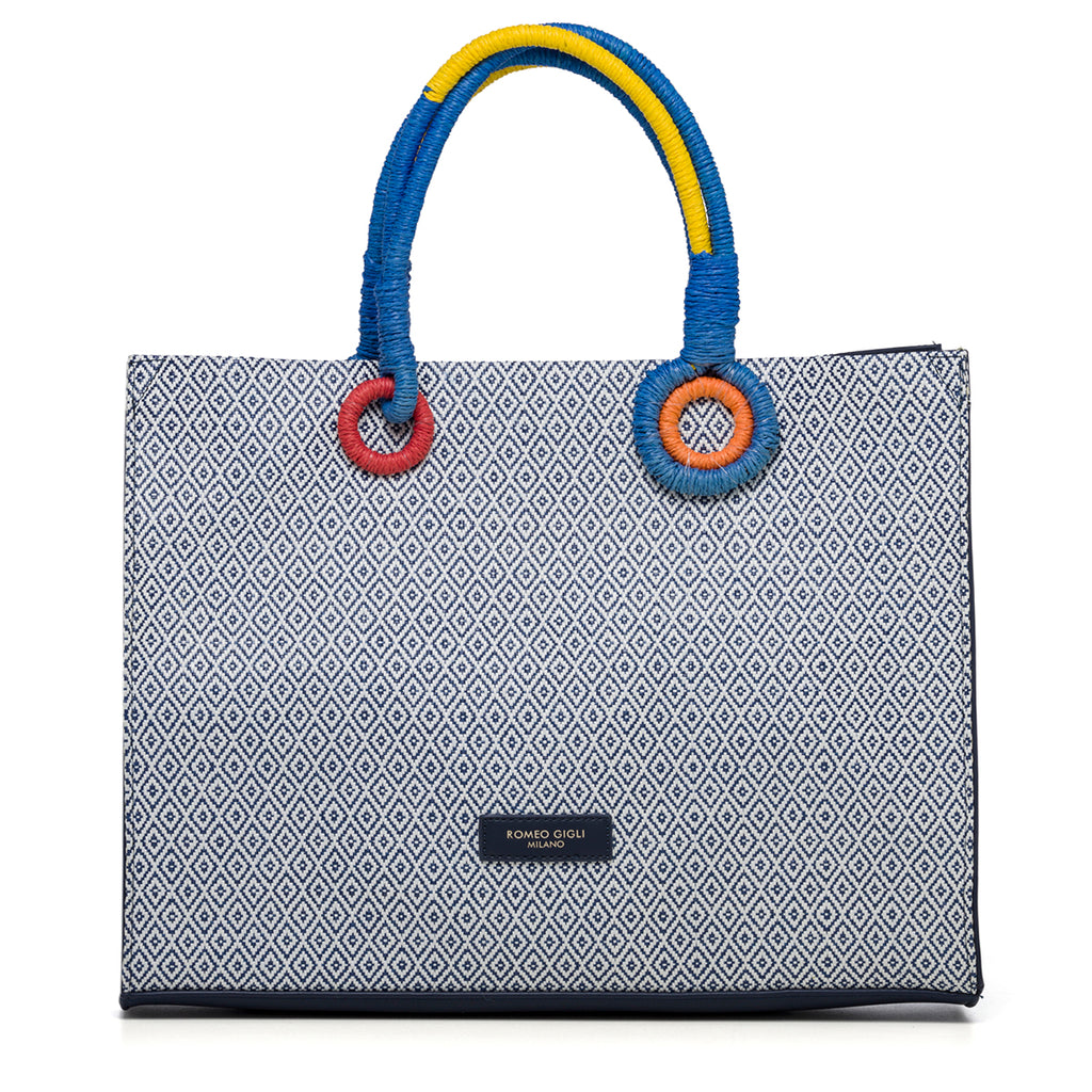Borsa da mare bianca e blu Romeo Gigli Aisar