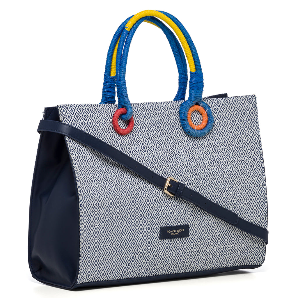 Borsa da mare bianca e blu Romeo Gigli Aisar