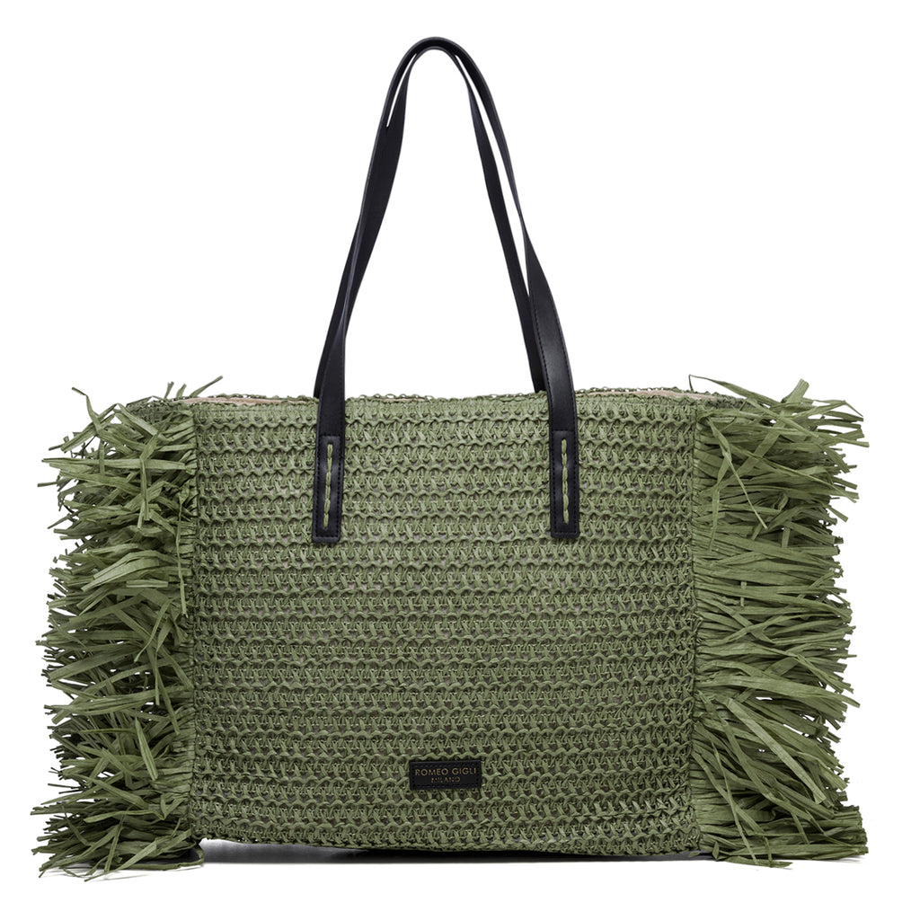 Borsa da mare verde effetto paglia Romeo Gigli Dany