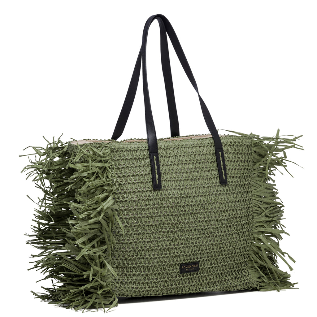 Borsa da mare verde effetto paglia Romeo Gigli Dany