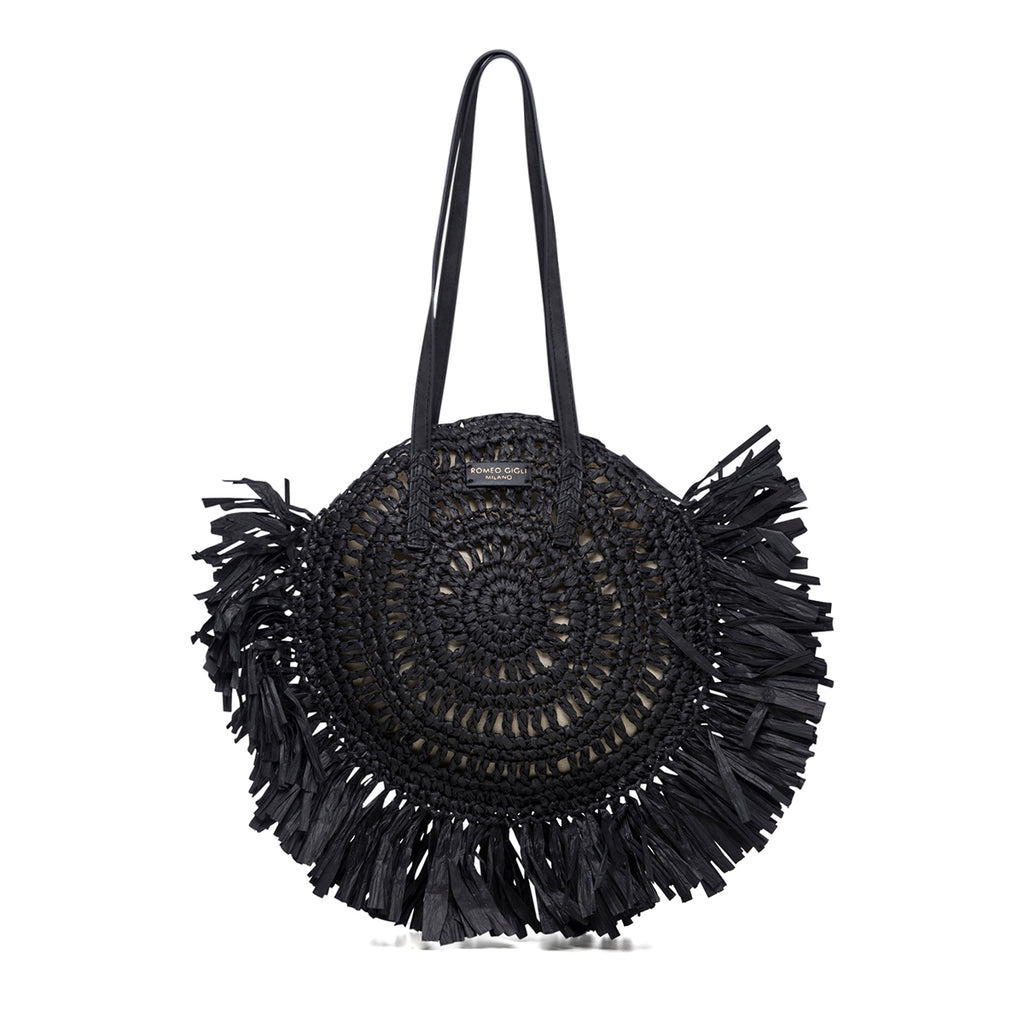 Borsa da mare nera effetto paglia Romeo Gigli Dany
