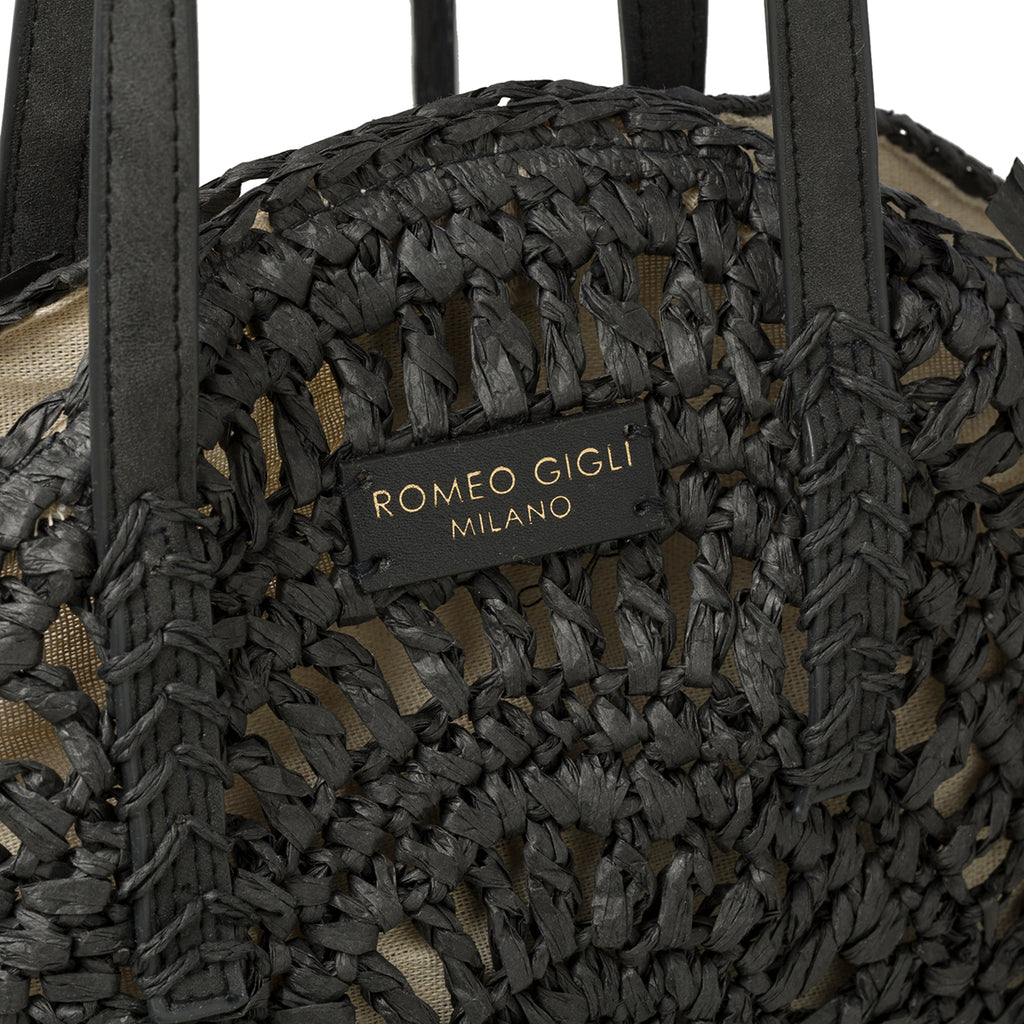 Borsa da mare nera effetto paglia Romeo Gigli Dany