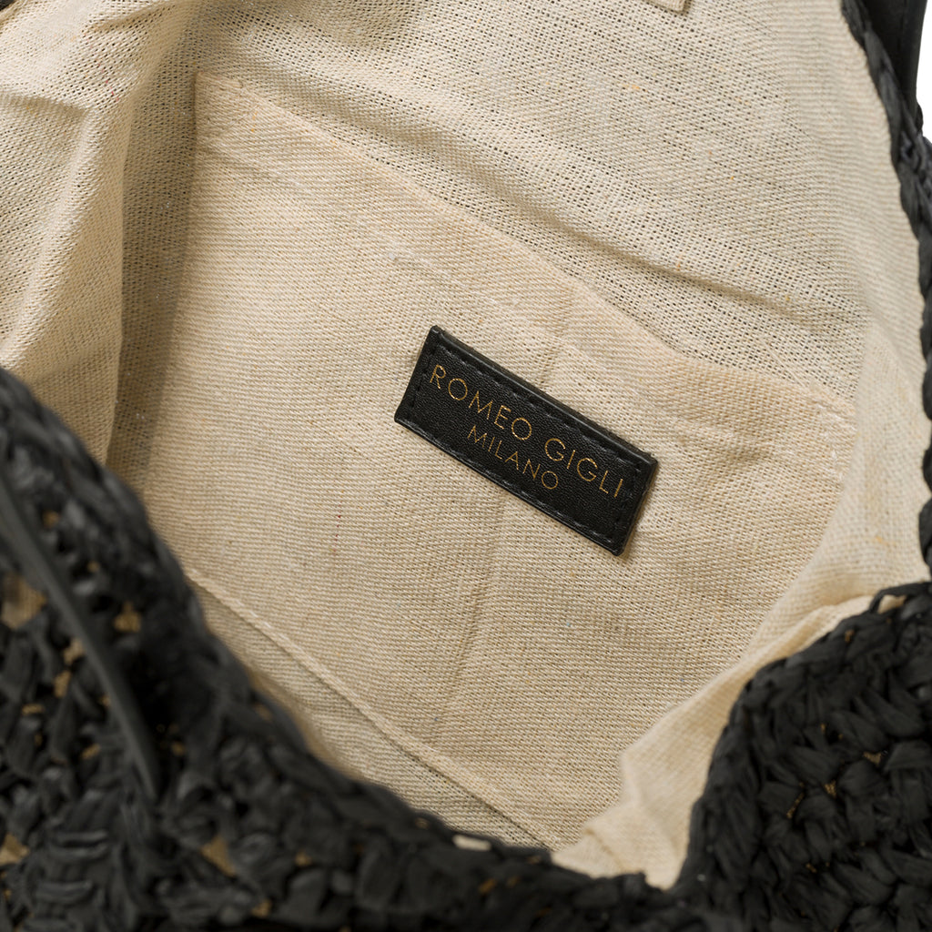 Borsa da mare nera effetto paglia Romeo Gigli Dany