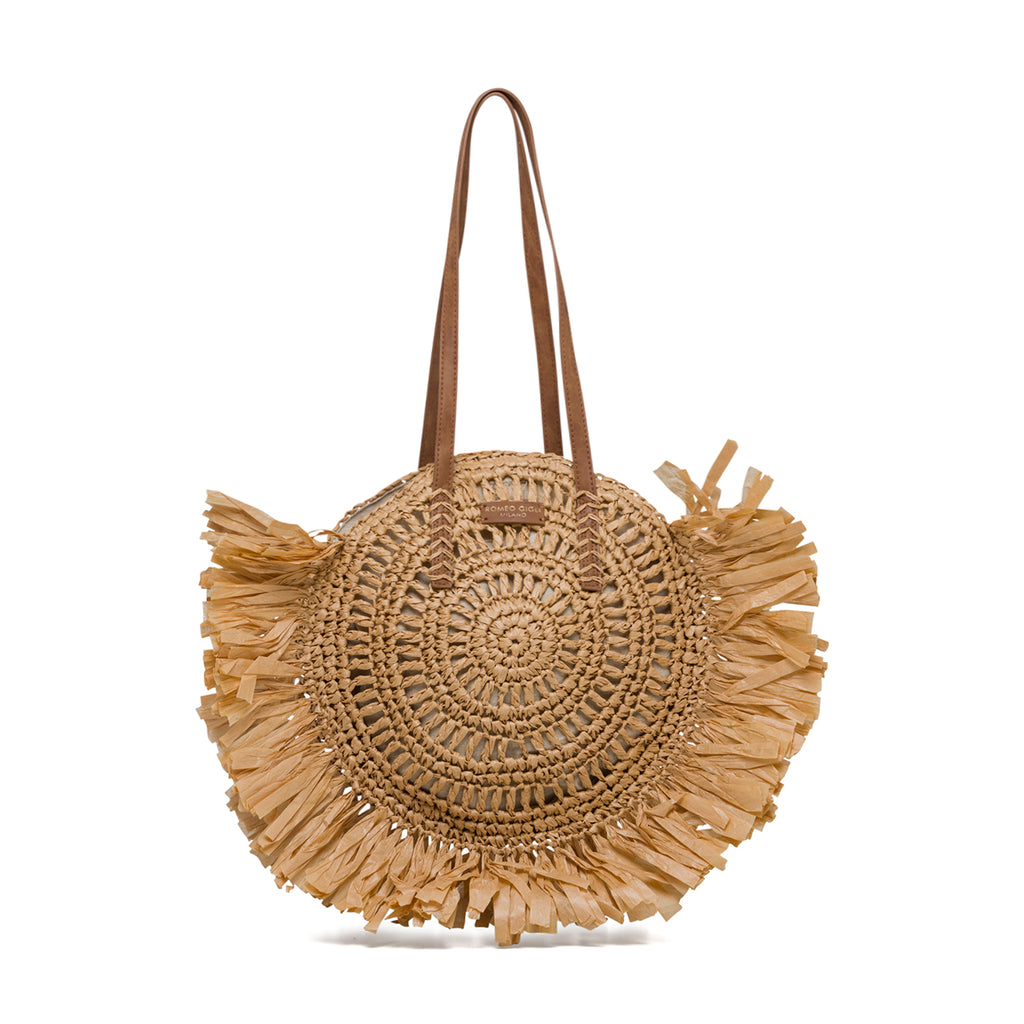 Borsa da mare beige effetto paglia Romeo Gigli Dany