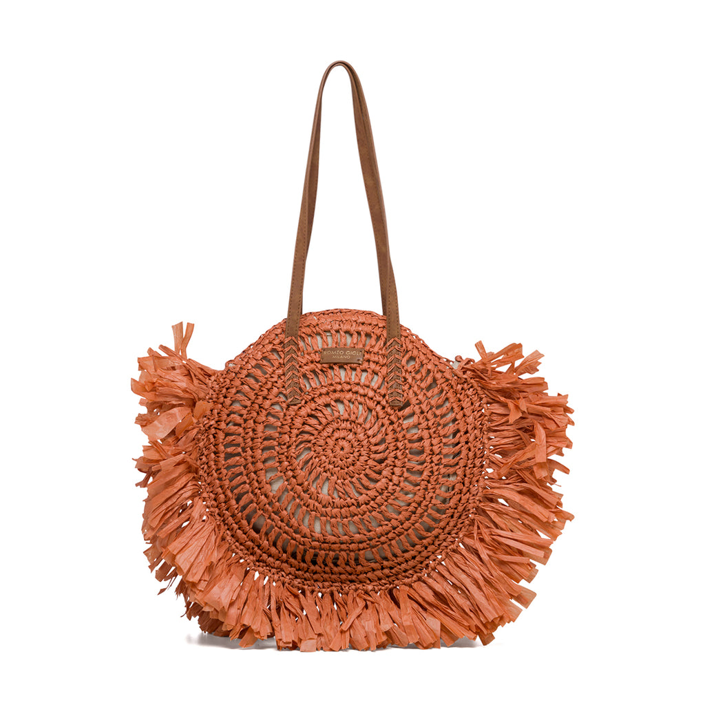 Borsa da mare arancione effetto paglia Romeo Gigli Dany