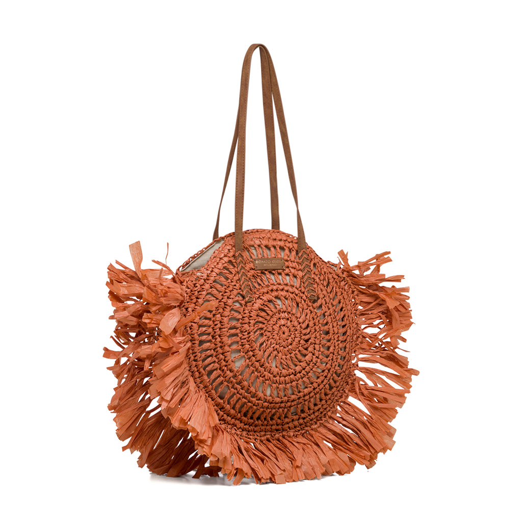 Borsa da mare arancione effetto paglia Romeo Gigli Dany