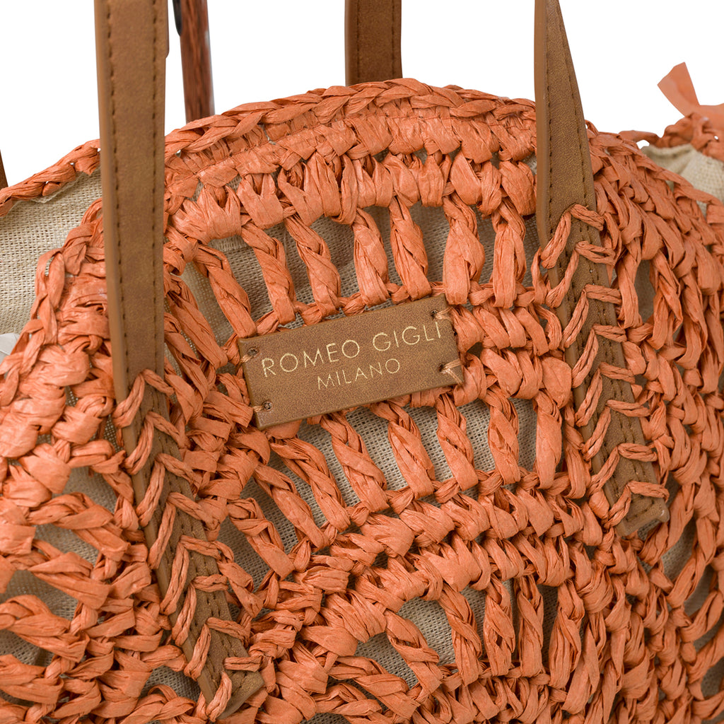 Borsa da mare arancione effetto paglia Romeo Gigli Dany