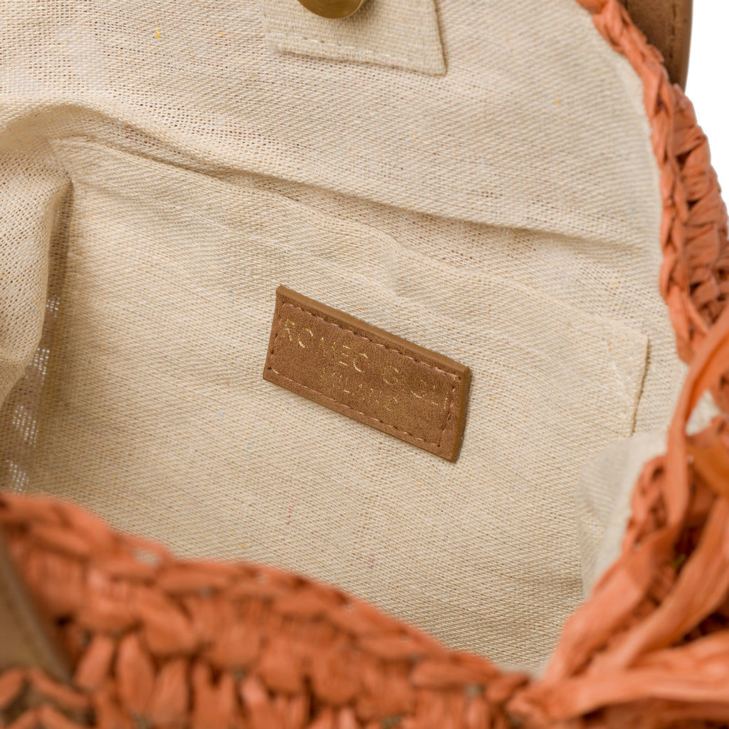Borsa da mare arancione effetto paglia Romeo Gigli Dany