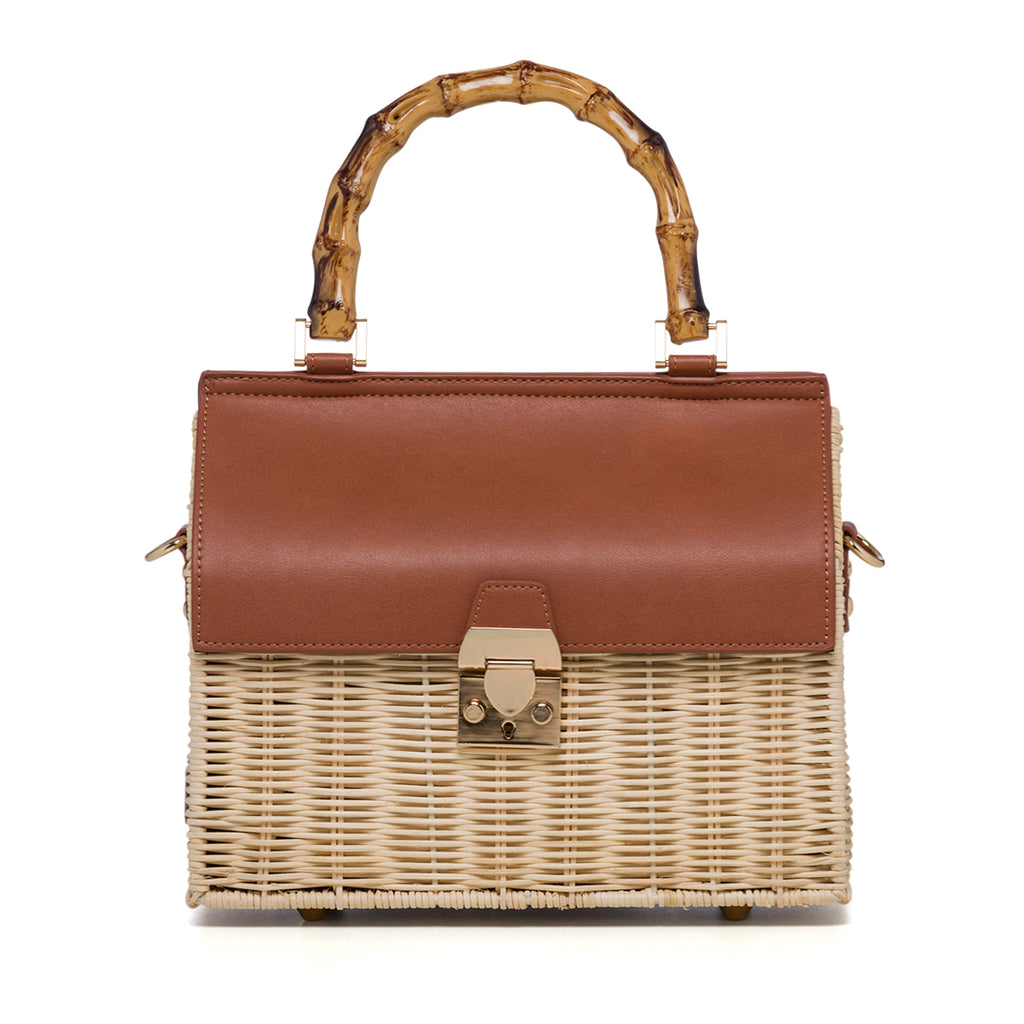 Borsa da mare marrone e beige effetto paglia Romeo Gigli Areba