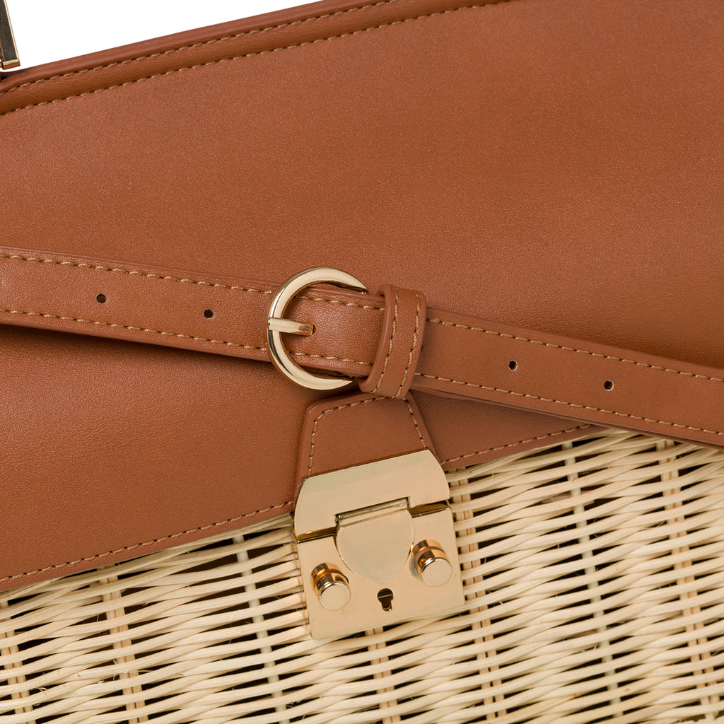 Borsa da mare marrone e beige effetto paglia Romeo Gigli Areba