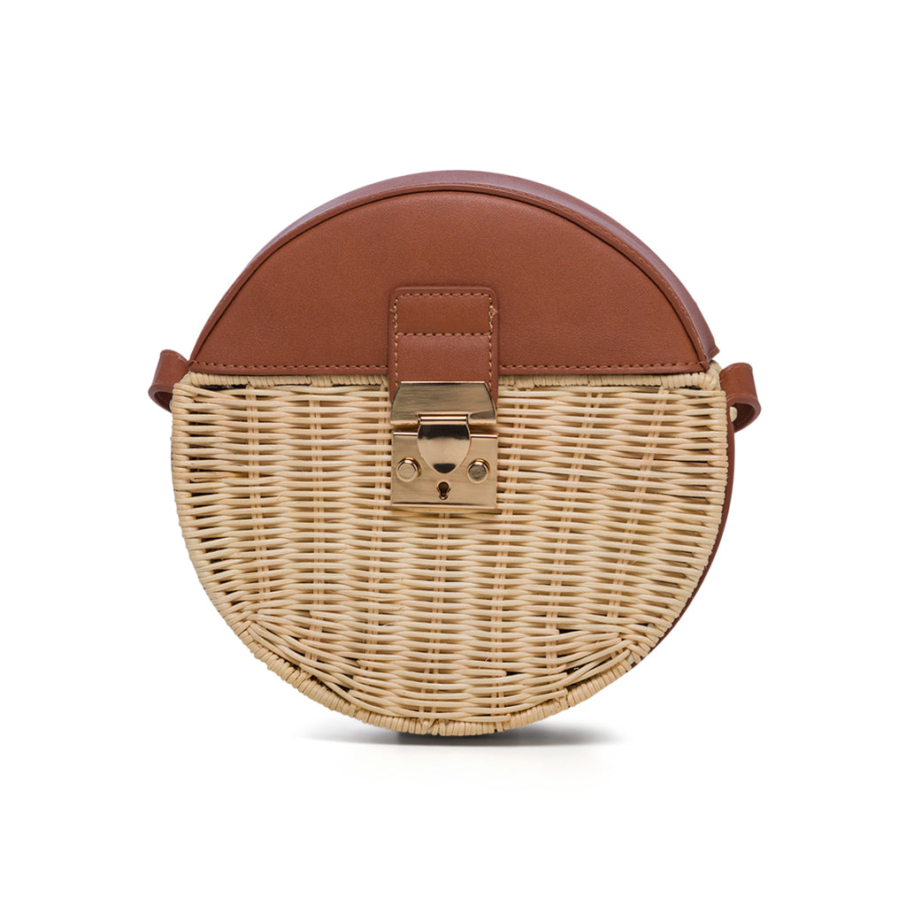 Borsa da mare marrone e beige effetto paglia Romeo Gigli Areba