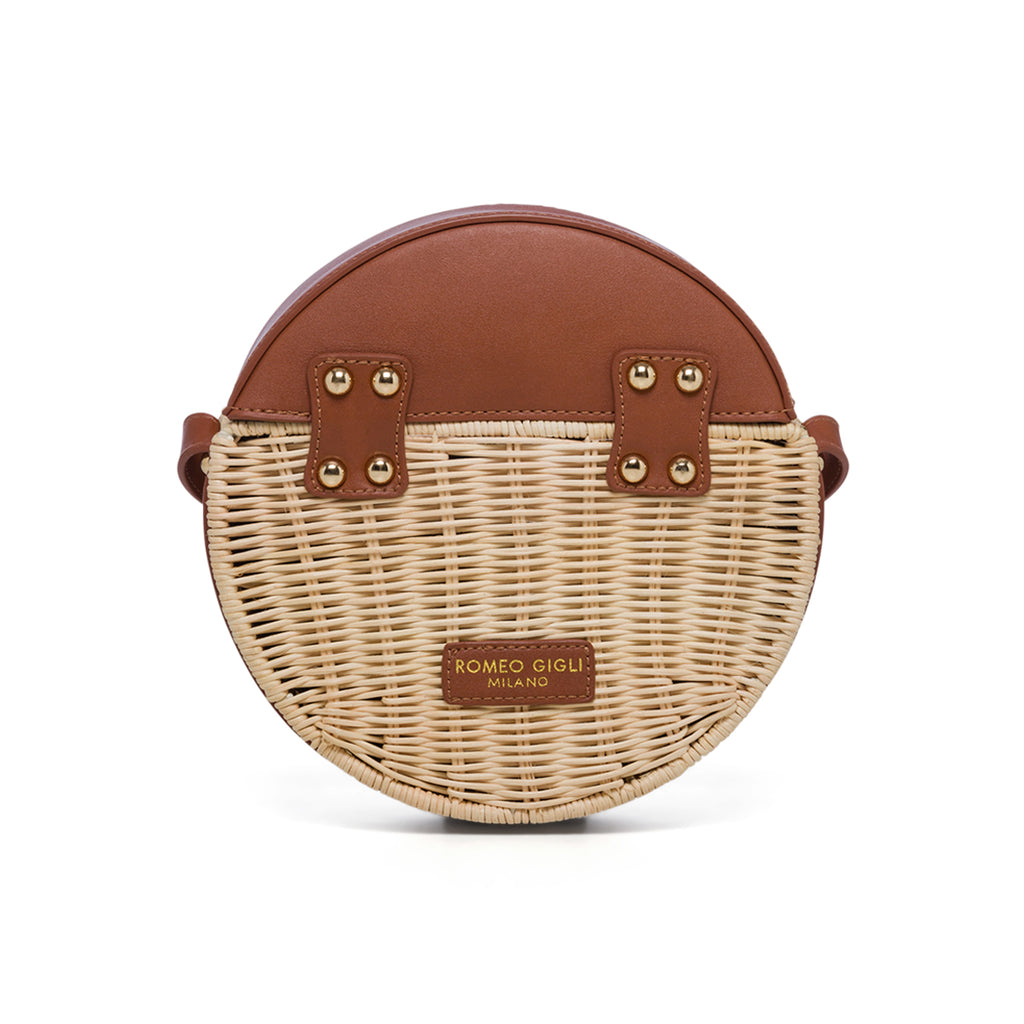 Borsa da mare marrone e beige effetto paglia Romeo Gigli Areba