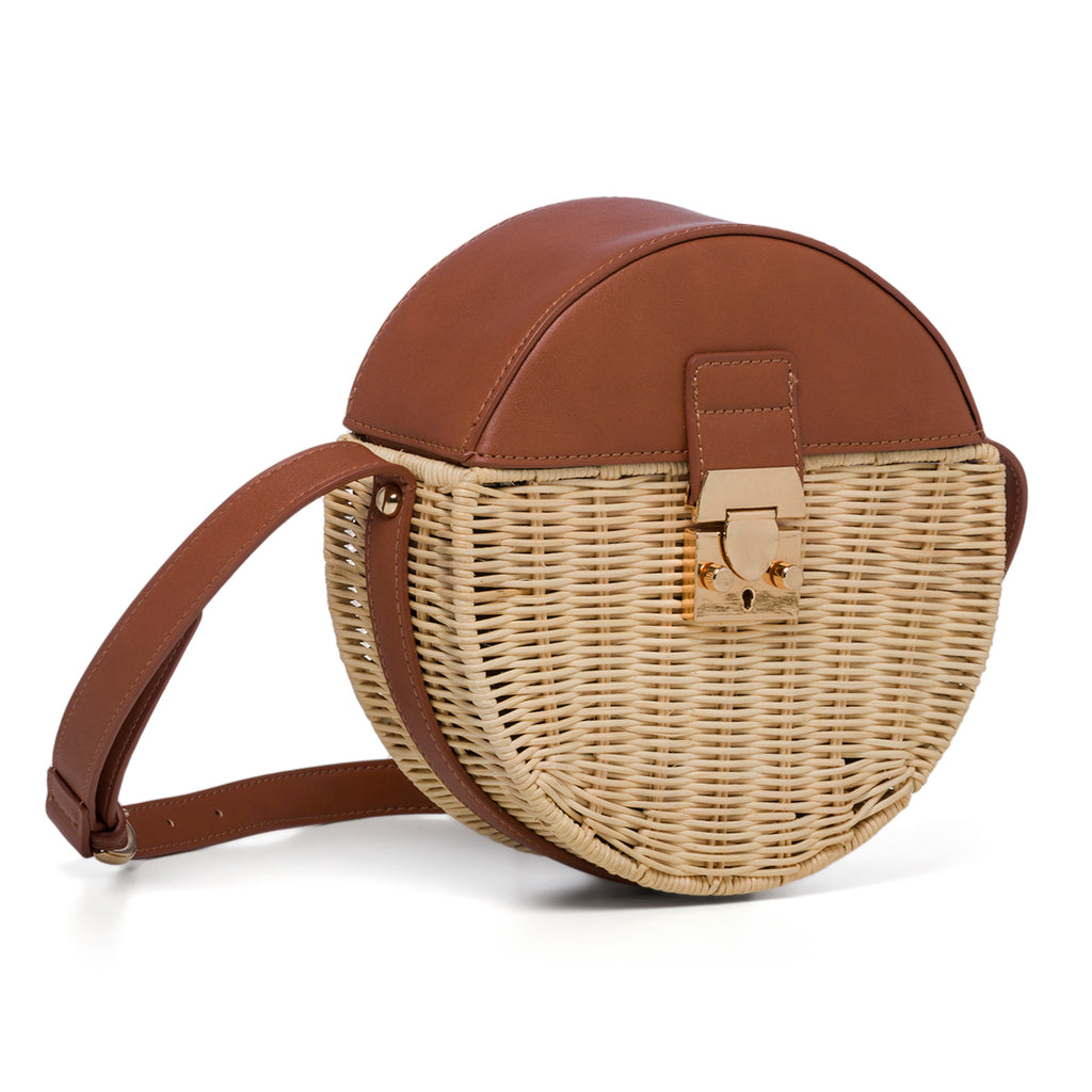 Borsa da mare marrone e beige effetto paglia Romeo Gigli Areba