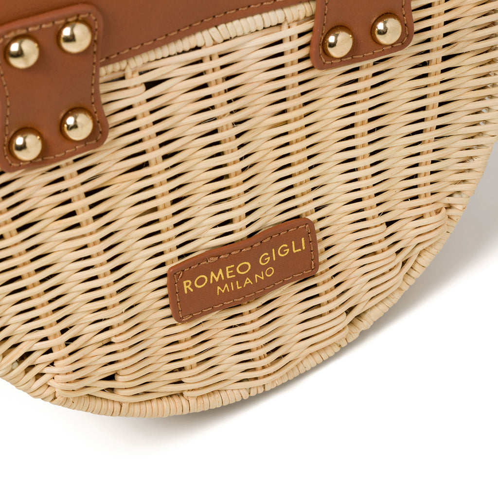 Borsa da mare marrone e beige effetto paglia Romeo Gigli Areba