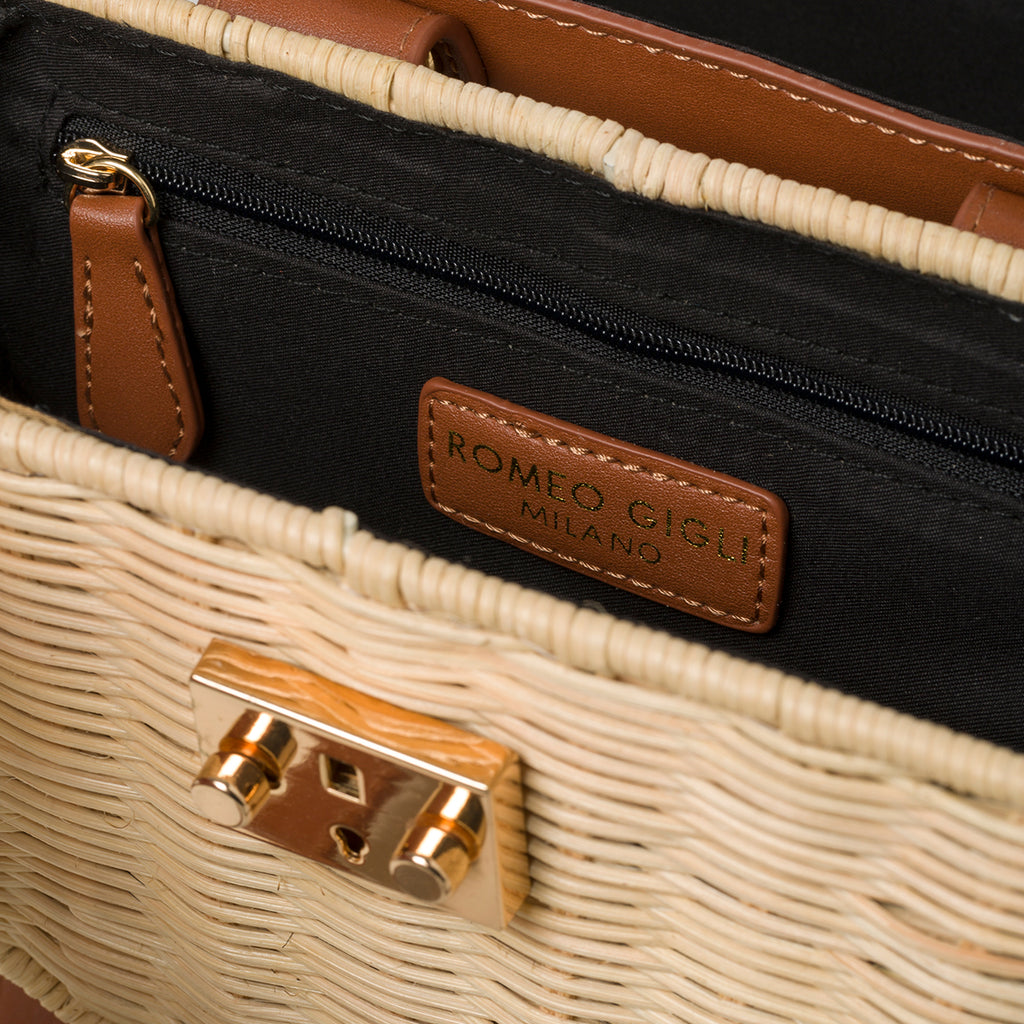Borsa da mare marrone e beige effetto paglia Romeo Gigli Areba