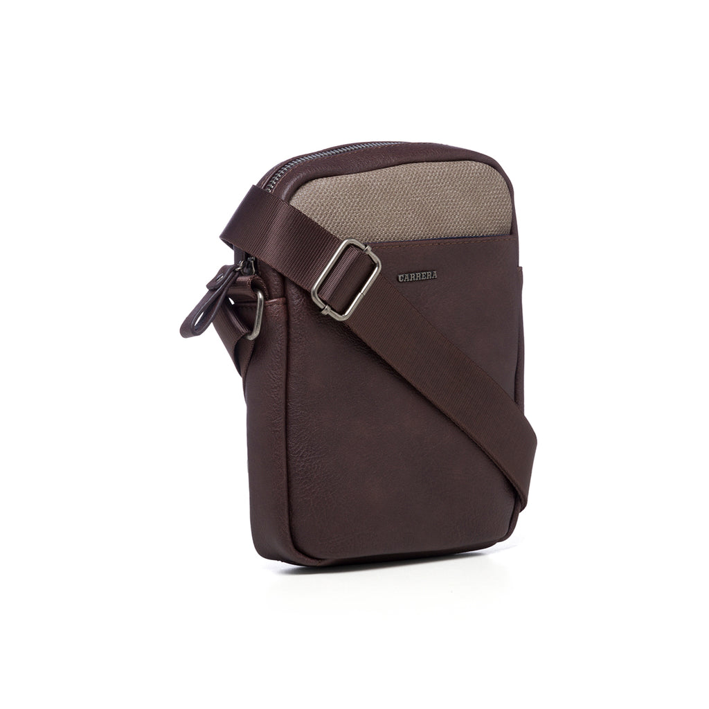 Borsello marrone da uomo con logo in metallo Carrera Jeans Oliver