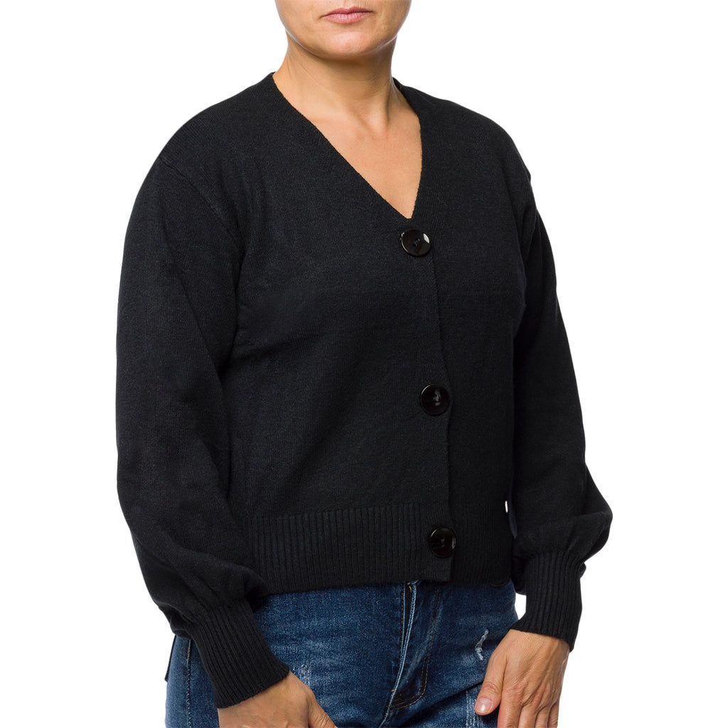 Cardigan corto nero da donna con chiusura a bottoni Swish Jeans