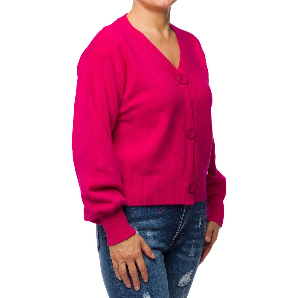 Cardigan corto fucsia da donna con chiusura a bottoni Swish Jeans