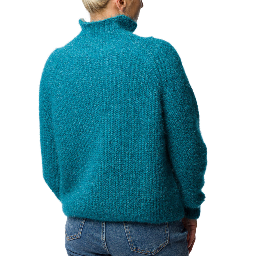 Maglione  da donna a collo alto color ottanio Swish Jeans