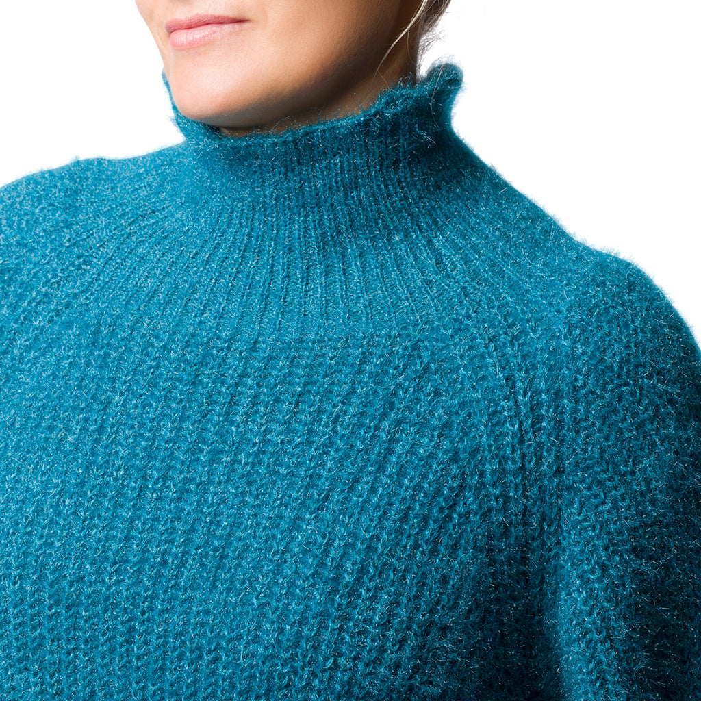 Maglione  da donna a collo alto color ottanio Swish Jeans