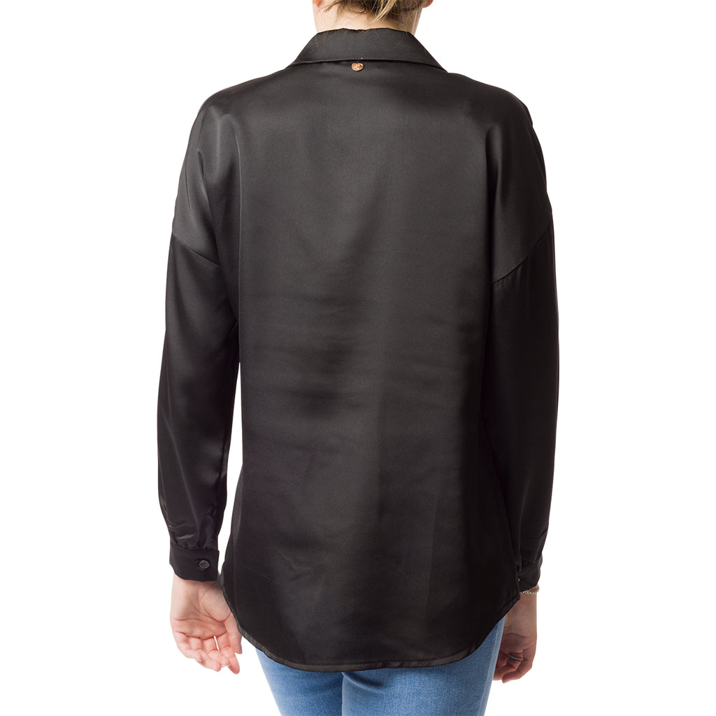 Camicia nera da donna effetto seta Swish Jeans