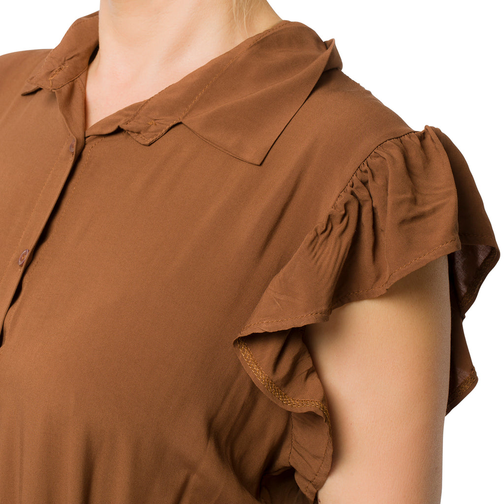 Abito lungo marrone smanicato da donna Swish Jeans