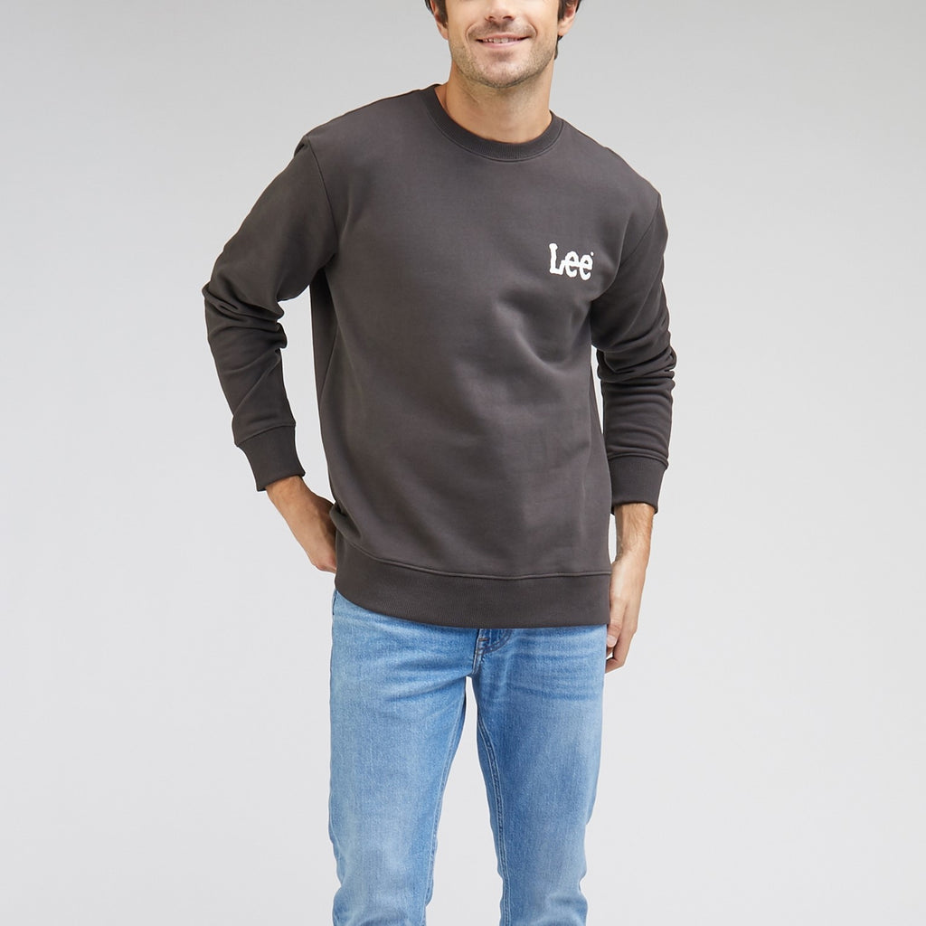 Felpa girocollo nera da uomo Lee Wobbly