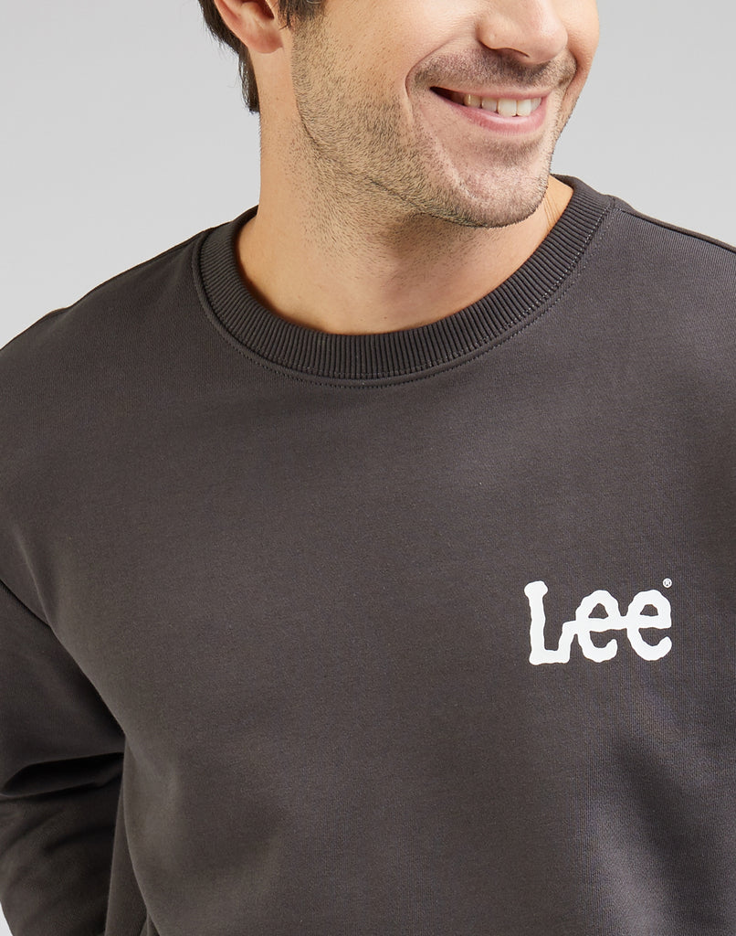 Felpa girocollo nera da uomo Lee Wobbly