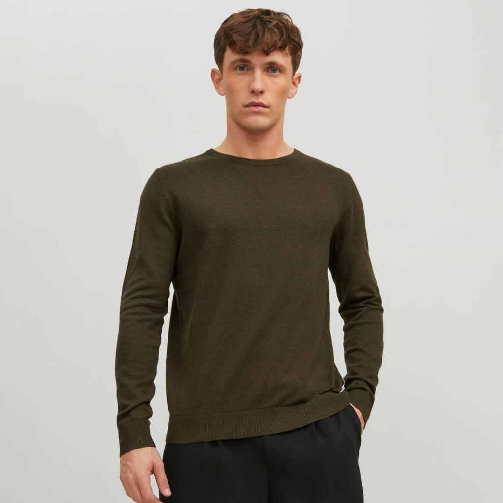 Maglioncino girocollo da uomo verde oliva Jack & Jones