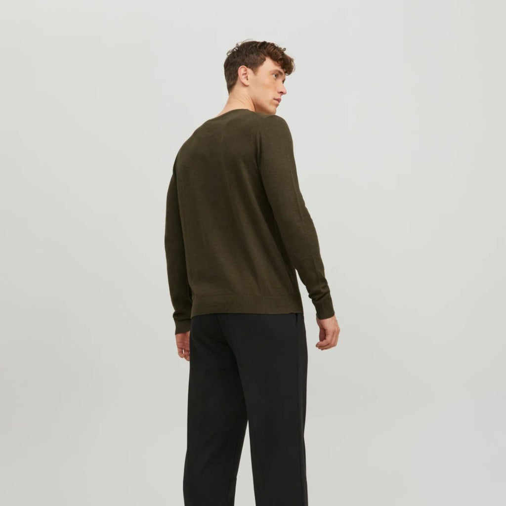 Maglioncino girocollo da uomo verde oliva Jack & Jones