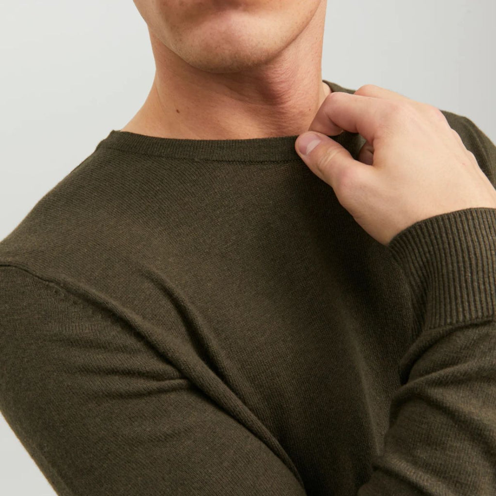 Maglioncino girocollo da uomo verde oliva Jack & Jones