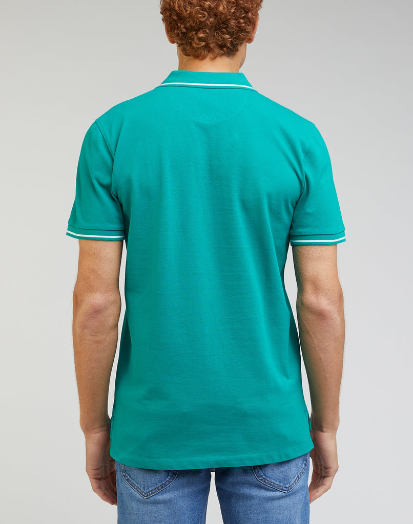 Polo turchese da uomo con bordino a contrasto Lee