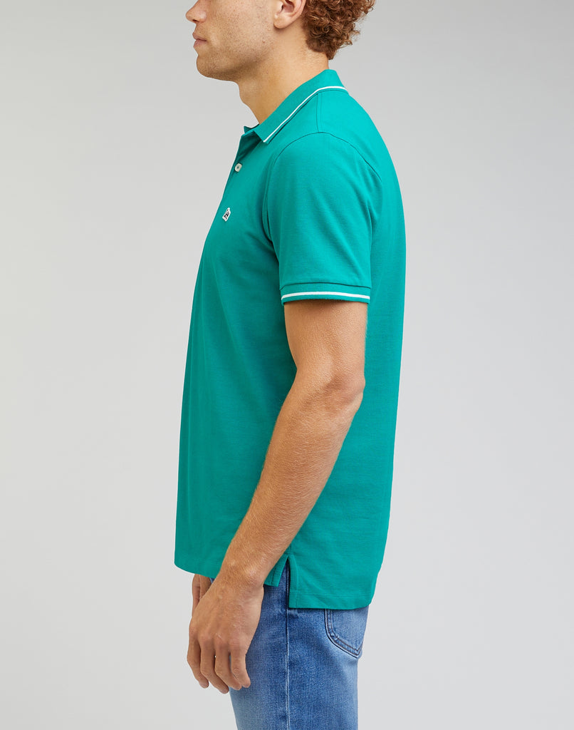 Polo turchese da uomo con bordino a contrasto Lee