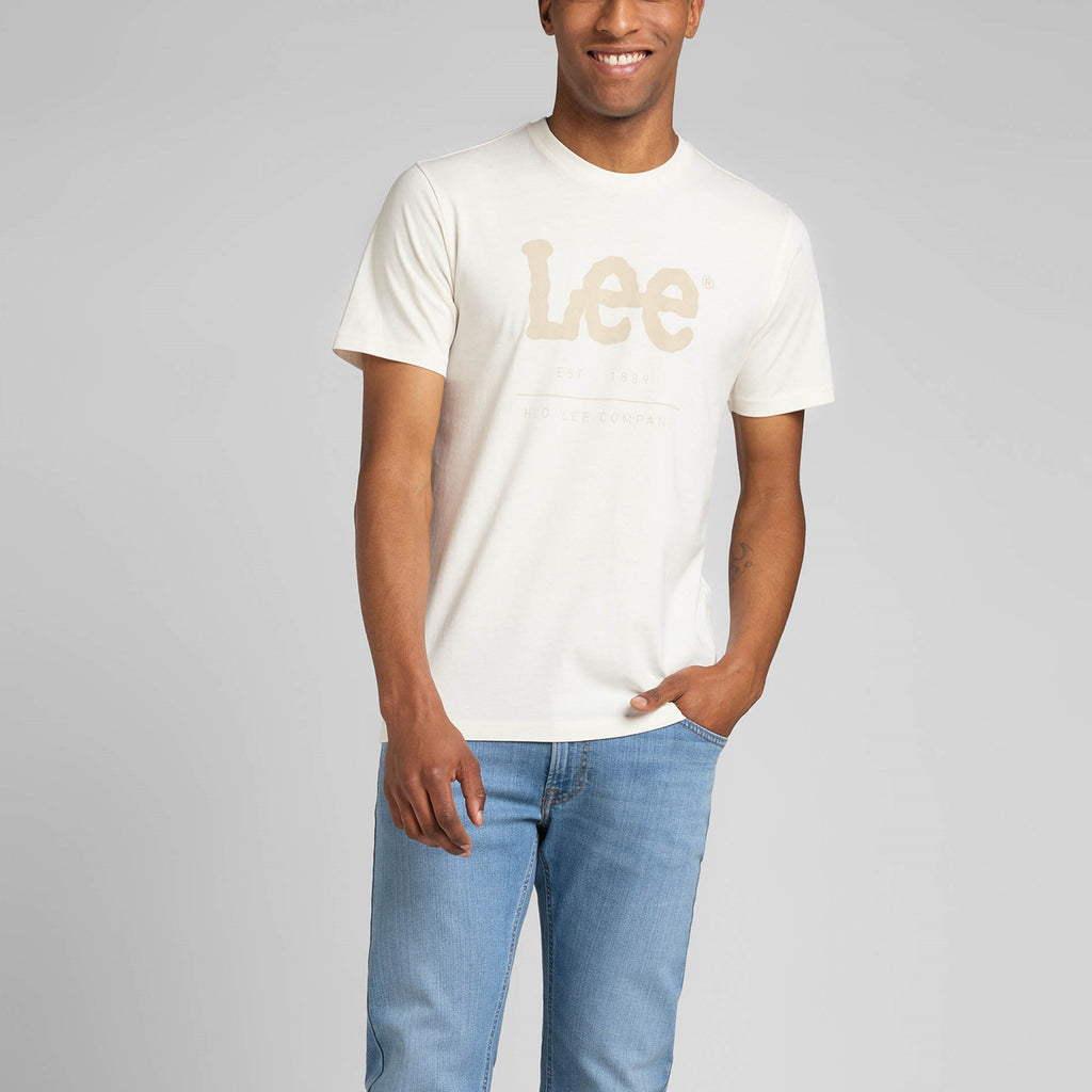 T-shirt bianca da uomo con logo sul petto Lee