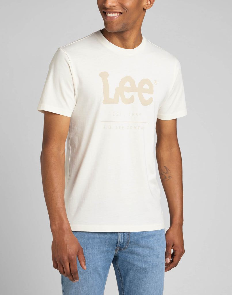 T-shirt bianca da uomo con logo sul petto Lee