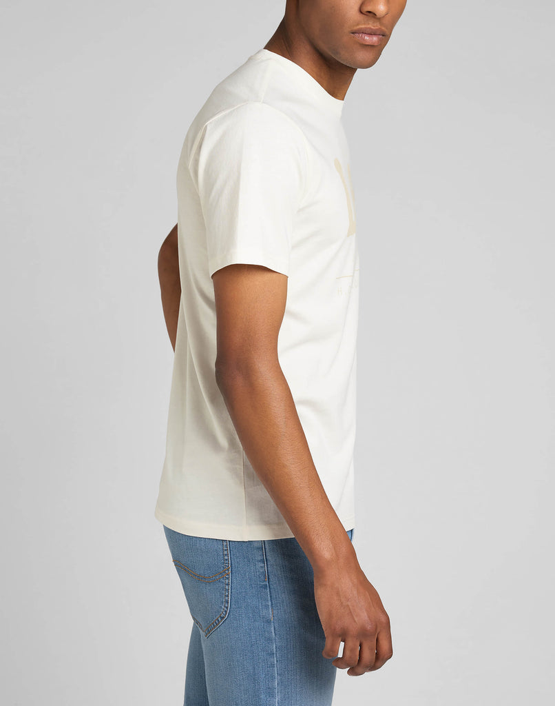 T-shirt bianca da uomo con logo sul petto Lee