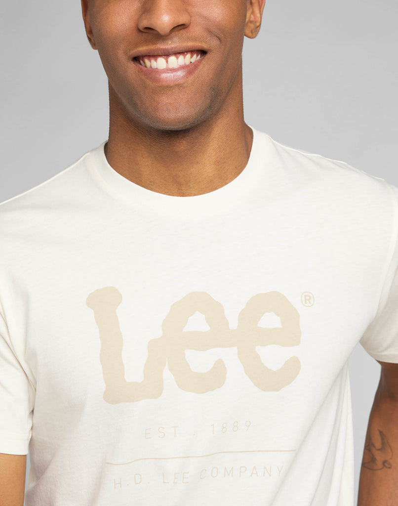 T-shirt bianca da uomo con logo sul petto Lee