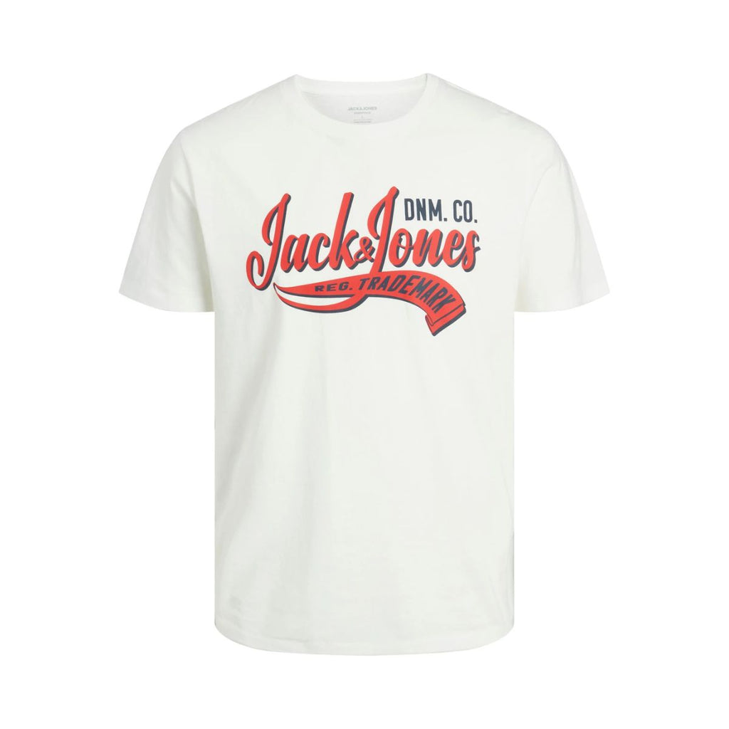 T-shirt bianca con logo sul petto da uomo Jack & Jones