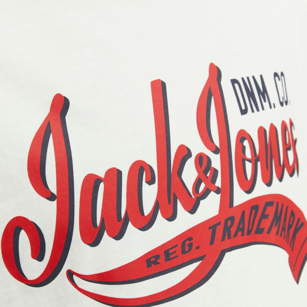 T-shirt bianca con logo sul petto da uomo Jack & Jones
