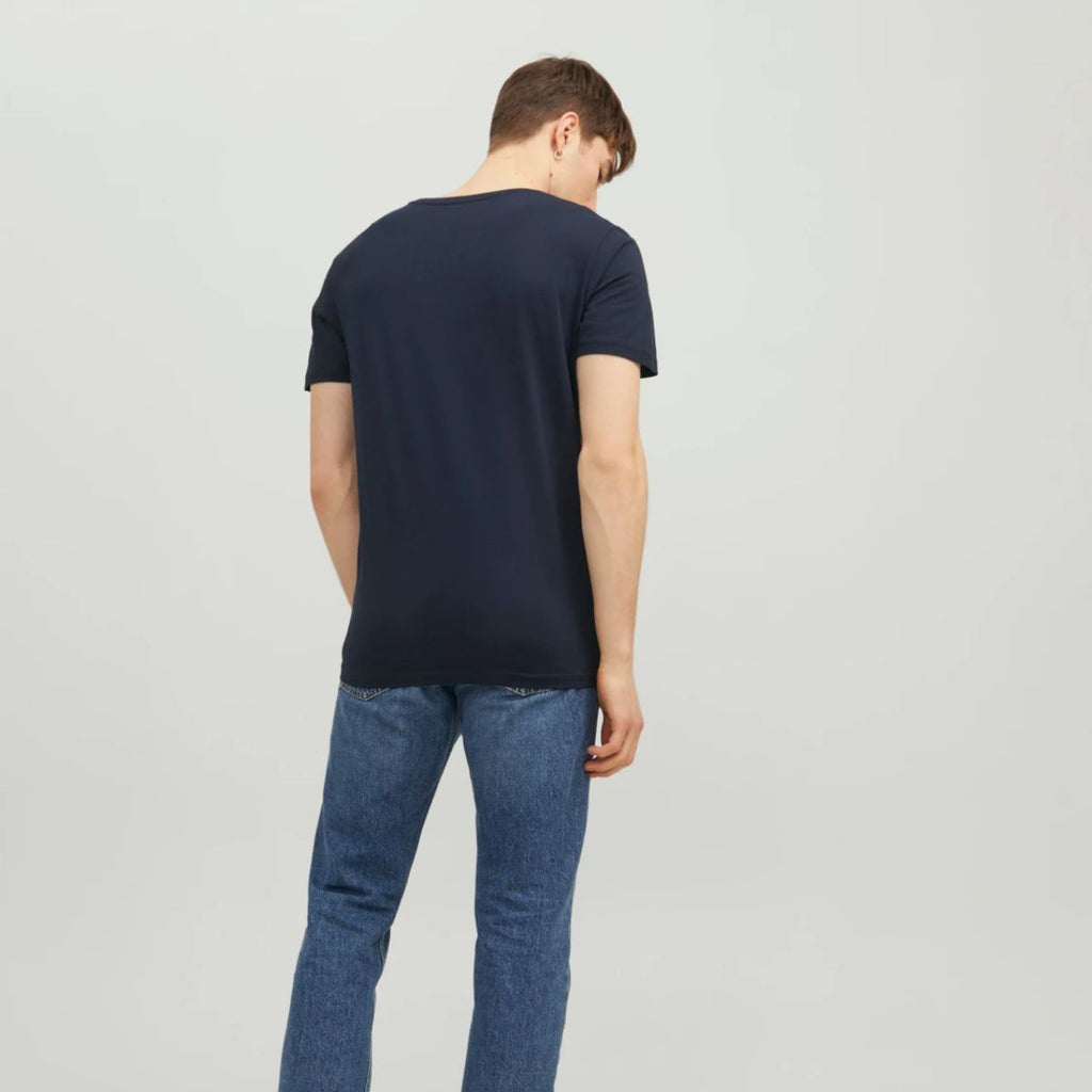T-shirt blu con logo sul petto da uomo Jack & Jones