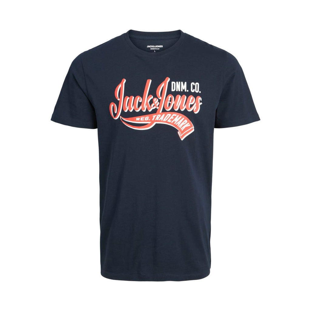 T-shirt blu con logo sul petto da uomo Jack & Jones
