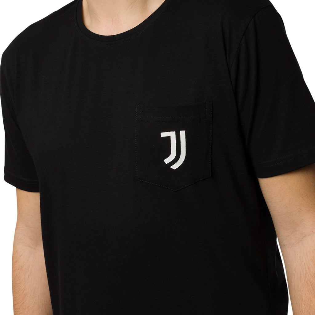 Maglia da pigiama nera da uomo con logo Juventus