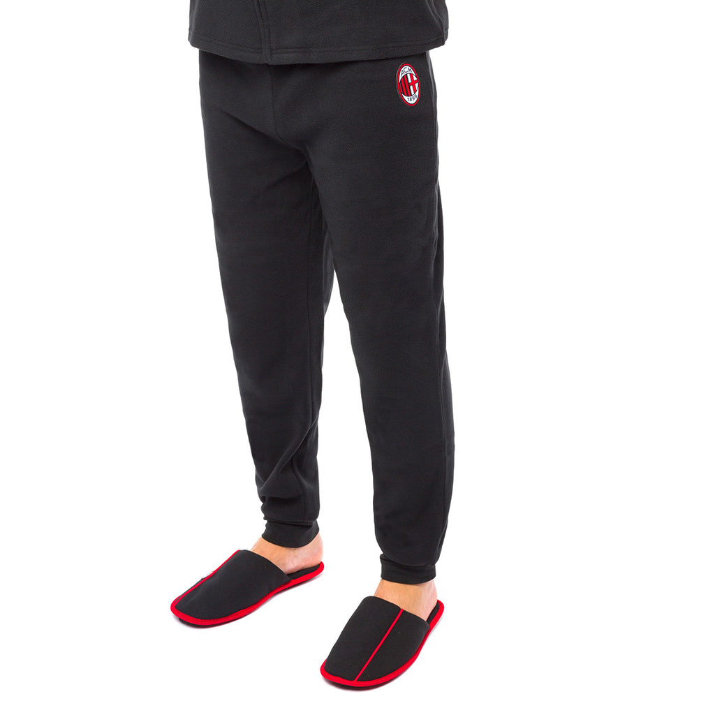 Pigiama invernale in pile rossonero da uomo con logo Milan